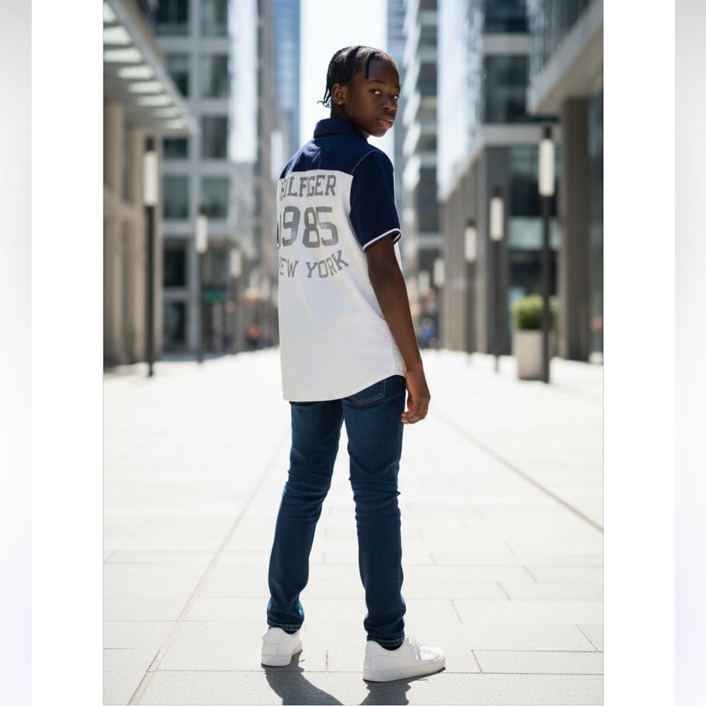 Tommy Hilfiger Navy and White Casual Shirt